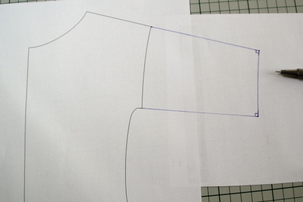 The finished pattern piece, lengthening the sleeves