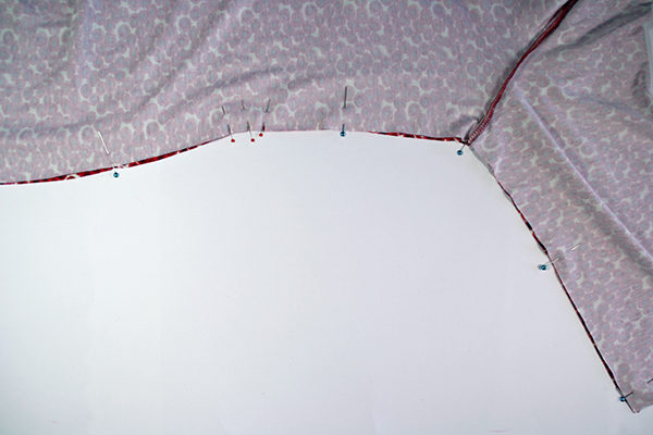 Pin and sew the side and sleeve seams in one stretch