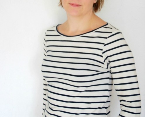The finished t-shirt after changing the neckline