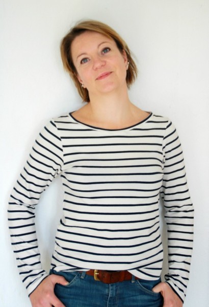 The boatneck tee I made with the pattern after changing the neckline