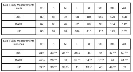MariaDenmark Size chart xs-4xl