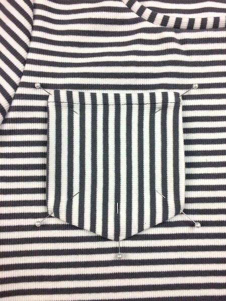 pocket pinned to front